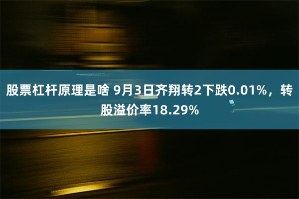 股票杠杆原理是啥 9月3日齐翔转2下跌0.01%，转股溢价率18.29%