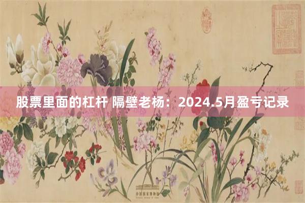 股票里面的杠杆 隔壁老杨：2024.5月盈亏记录