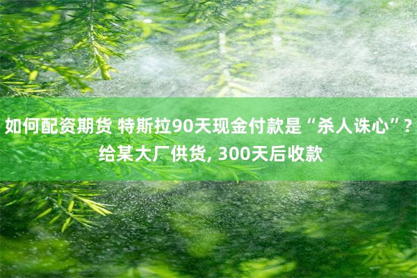 如何配资期货 特斯拉90天现金付款是“杀人诛心”? 给某大厂供货, 300天后收款